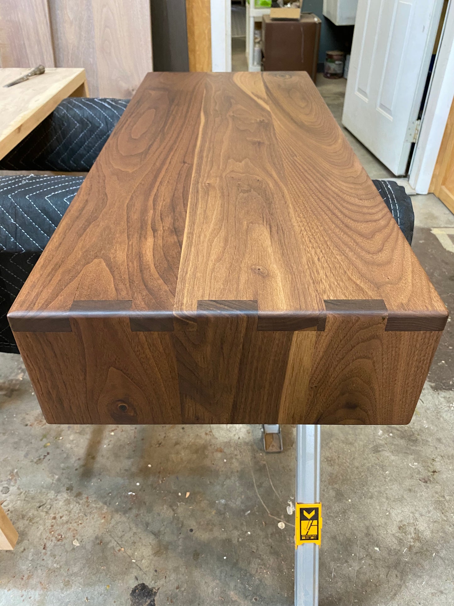 Wide Over Ottoman Cocktail Table, Wide Ottoman Tray in Walnut, Oversized Wood Ottoman Top