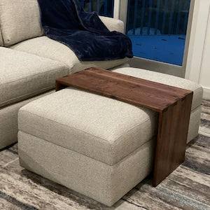 Ottoman Coffee Table Custom Fitted to Your Ottoman, Ottoman Table Cover, Walnut Ottoman Overlay