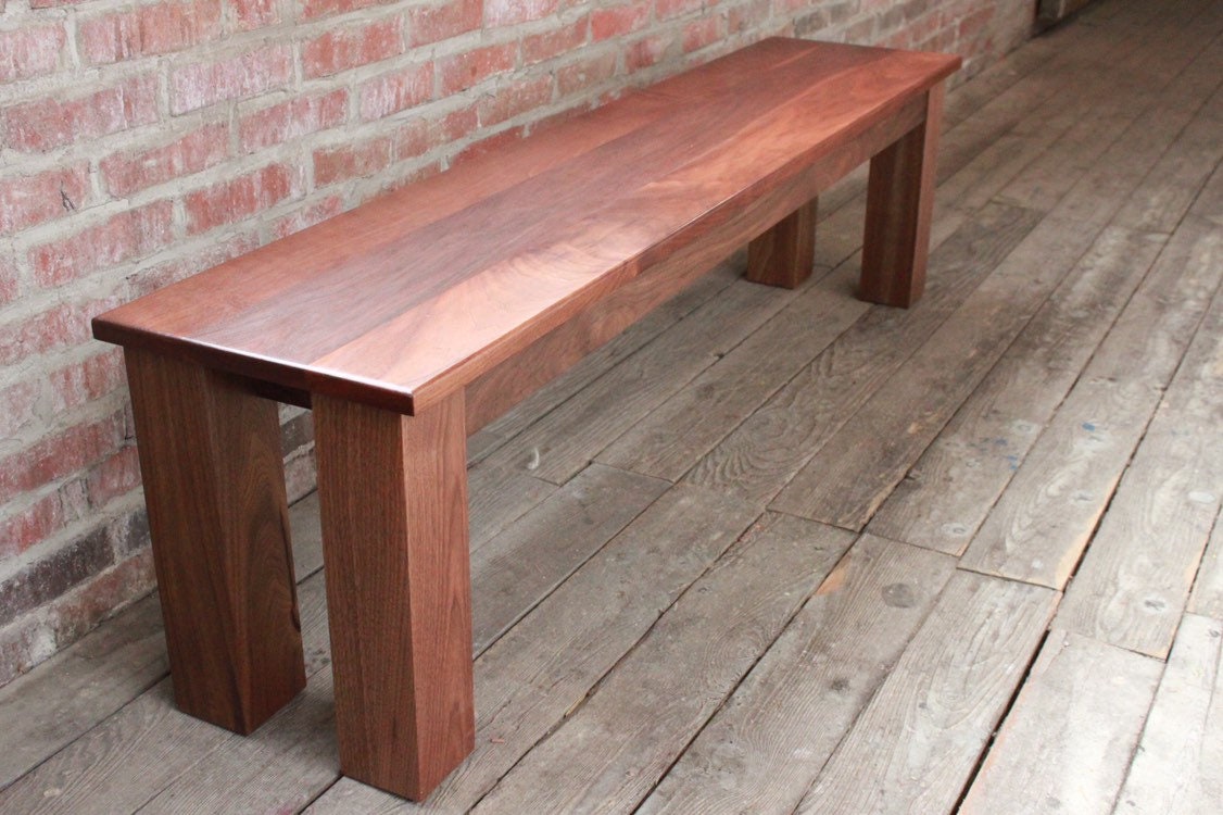 Parsons Style Bench Handmade in Solid Walnut