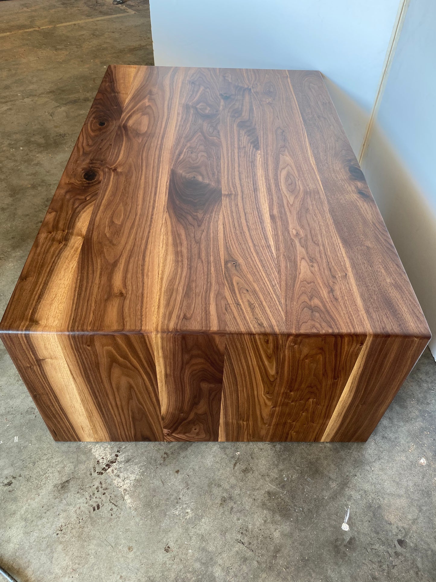 Wide Waterfall Coffee Table, Large Walnut Coffee Table