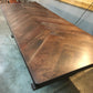 Handmade Walnut Dining Table with Metal Legs & Solid Walnut Herringbone Table Top