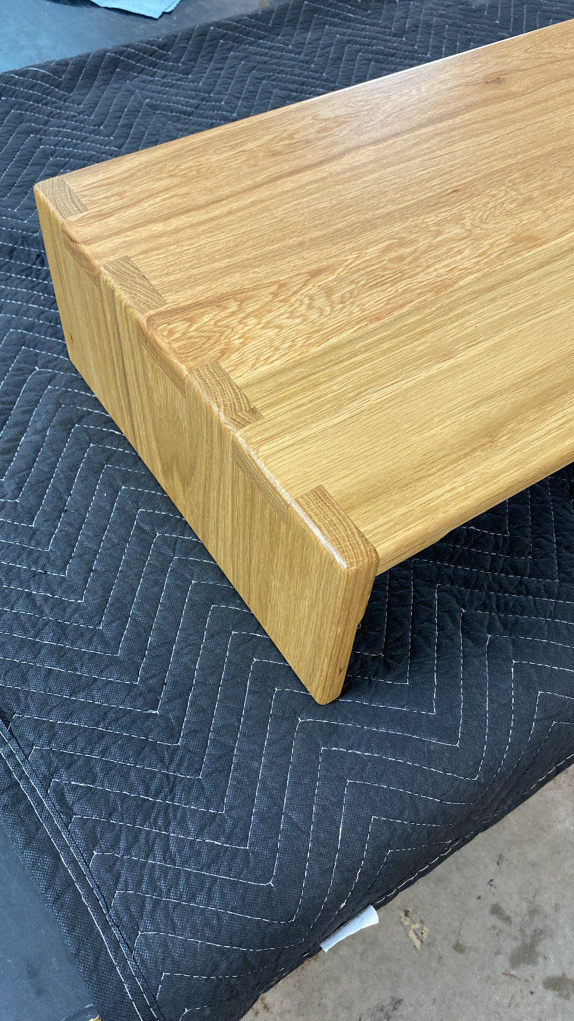 Over Ottoman Cocktail Table, Wide Ottoman Tray in White Oak, Oversized Wood Ottoman Top