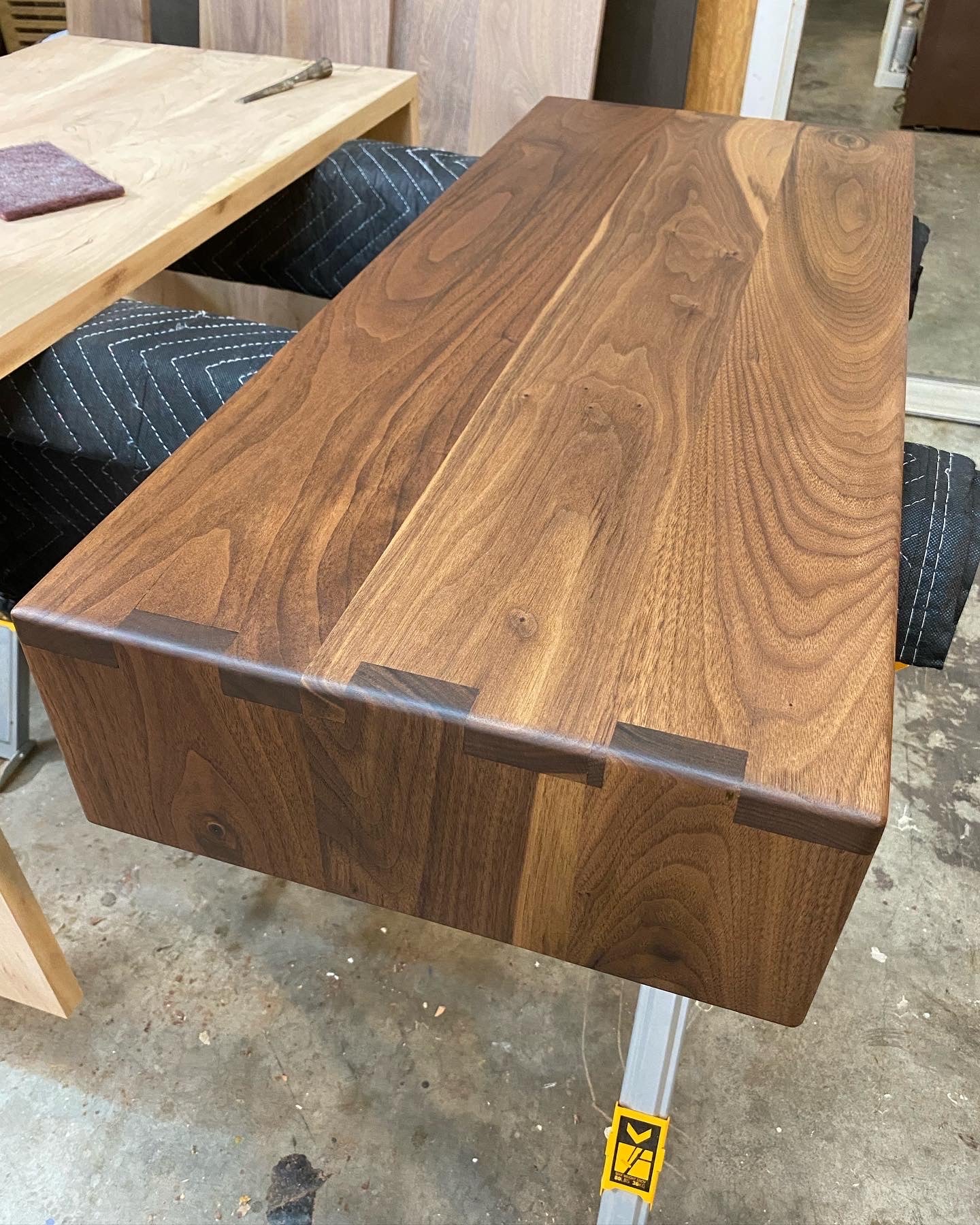 Wide Over Ottoman Cocktail Table, Wide Ottoman Tray in Walnut, Oversized Wood Ottoman Top