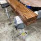 Modern Walnut Fireplace Mantel Shelf with Herringbone Pattern | Mid Century Modern Fireplace Mantle Shelf | Handmade Wood Mantel
