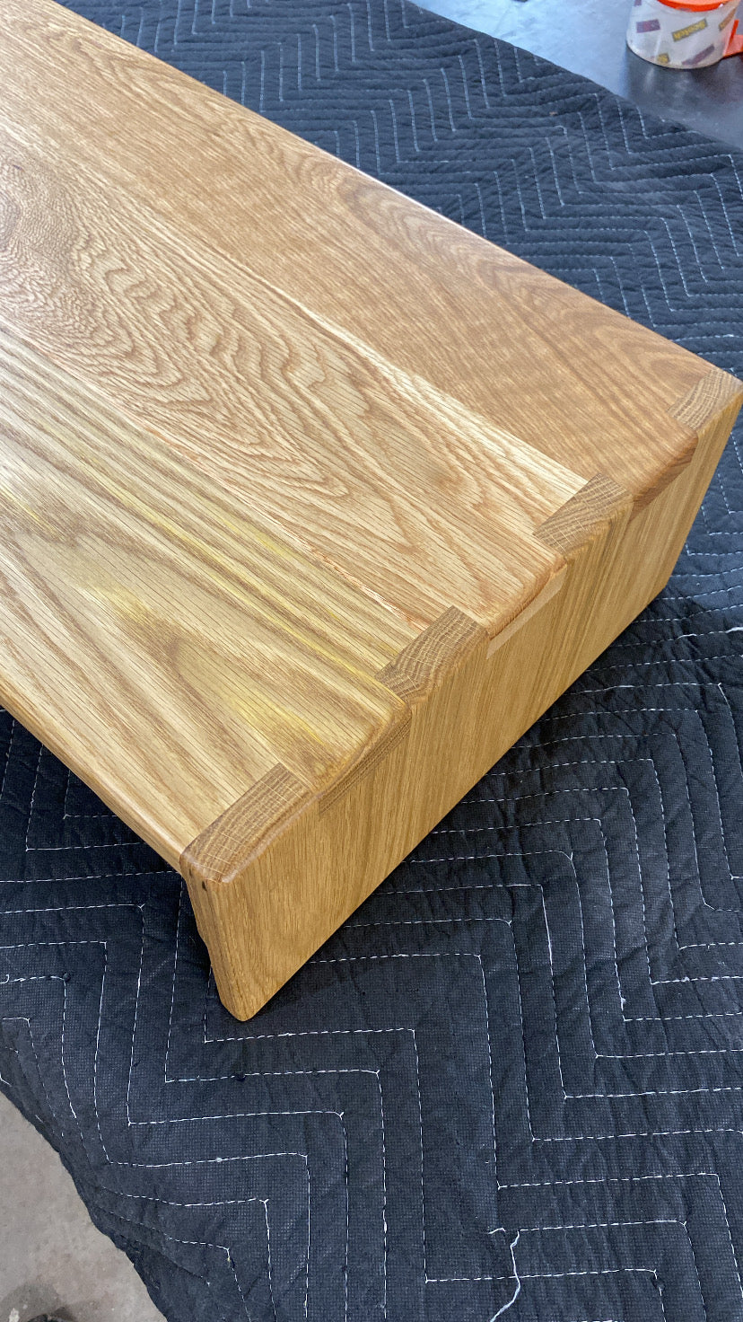 Over Ottoman Cocktail Table, Wide Ottoman Tray in White Oak, Oversized Wood Ottoman Top