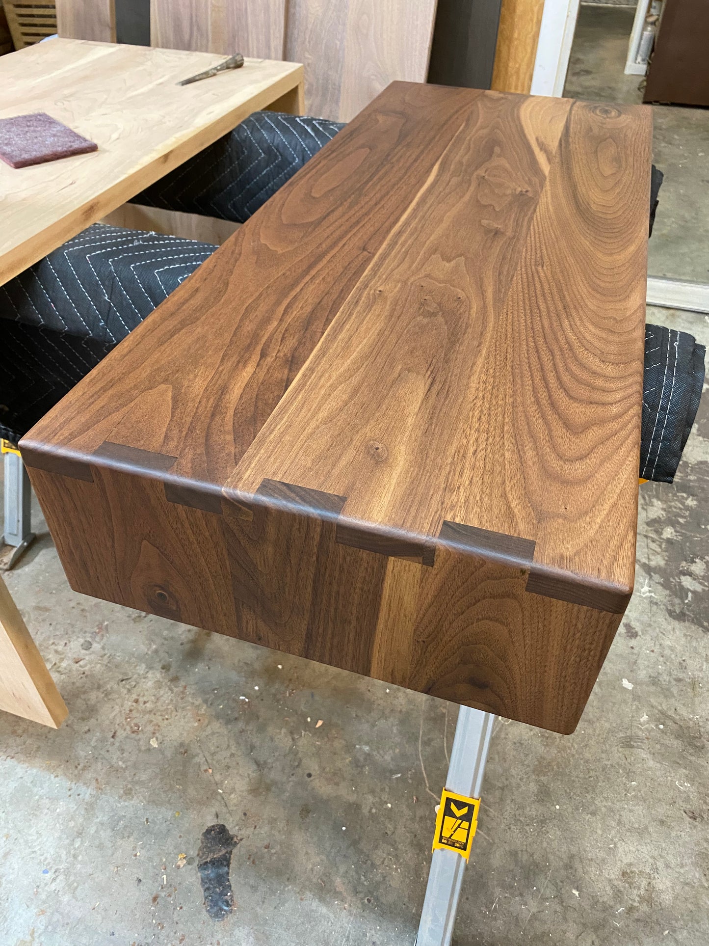 Wide Over Ottoman Cocktail Table, Wide Ottoman Tray in Walnut, Oversized Wood Ottoman Top