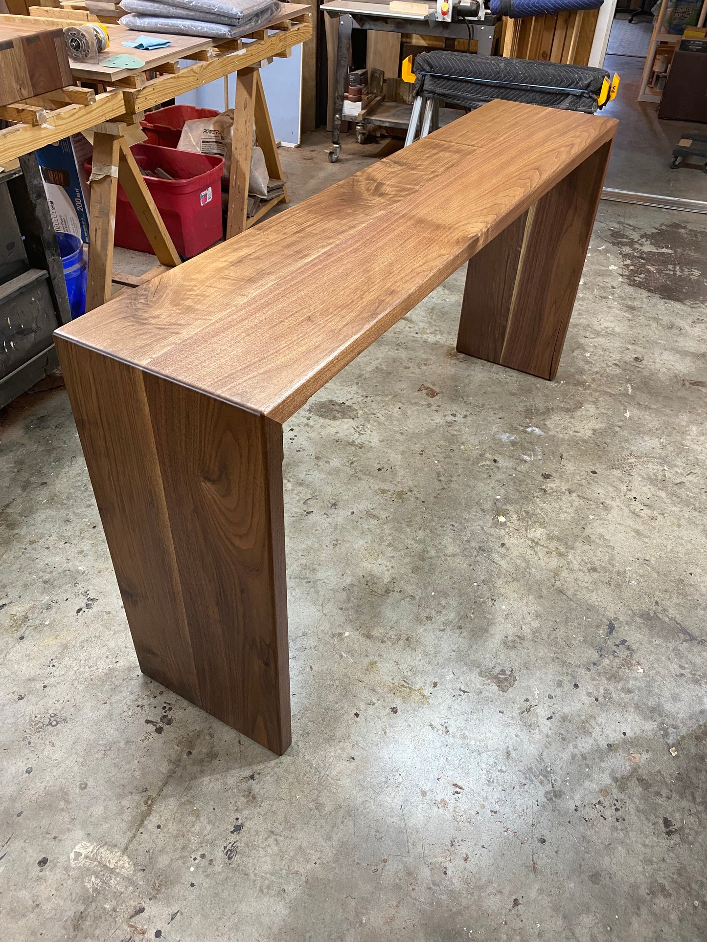 Modern Waterfall Console Table , Sofa Table or Waterfall Desk, Handmade in Solid Walnut