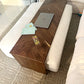 Custom Ottoman Coffee Table with Herringbone Pattern in Solid Walnut