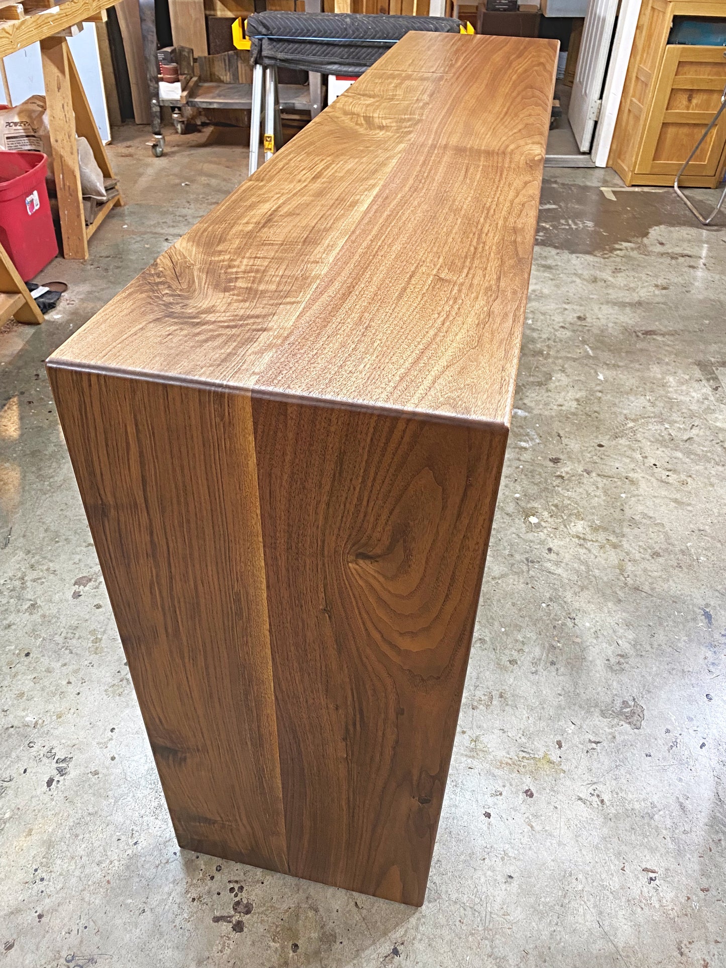 Modern Waterfall Console Table , Sofa Table or Waterfall Desk, Handmade in Solid Walnut