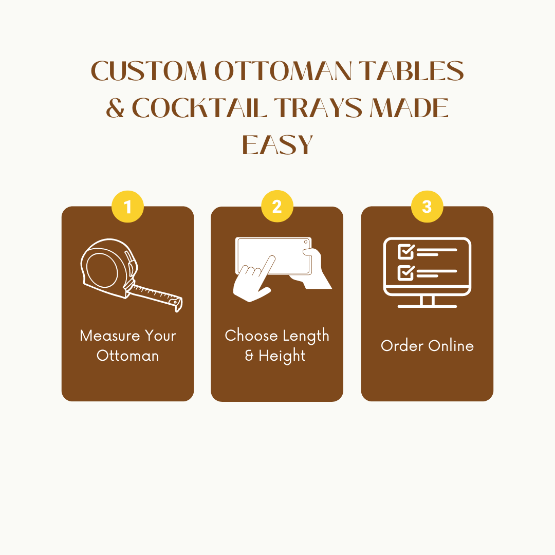 ottoman coffee table, over ottoman table, ottoman cocktail tray, custom ottoman table, large ottoman coffee table