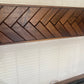 Modern Walnut Fireplace Mantel Shelf with Herringbone Pattern | Mid Century Modern Fireplace Mantle Shelf | Handmade Wood Mantel