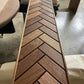 Modern Walnut Fireplace Mantel Shelf with Herringbone Pattern | Mid Century Modern Fireplace Mantle Shelf | Handmade Wood Mantel