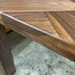Walnut Herringbone Dining Room Table with Parsons Style Base