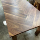Walnut Herringbone Dining Room Table with Parsons Style Base