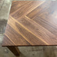 Walnut Herringbone Dining Room Table with Parsons Style Base