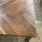 Walnut Herringbone Dining Room Table with Parsons Style Base
