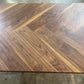 Stunning Herringbone Dining table with Solid Walnut Traditional Trestle Base