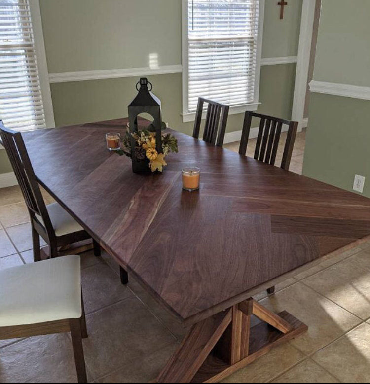 Custom Herringbone Dining Table for Michele