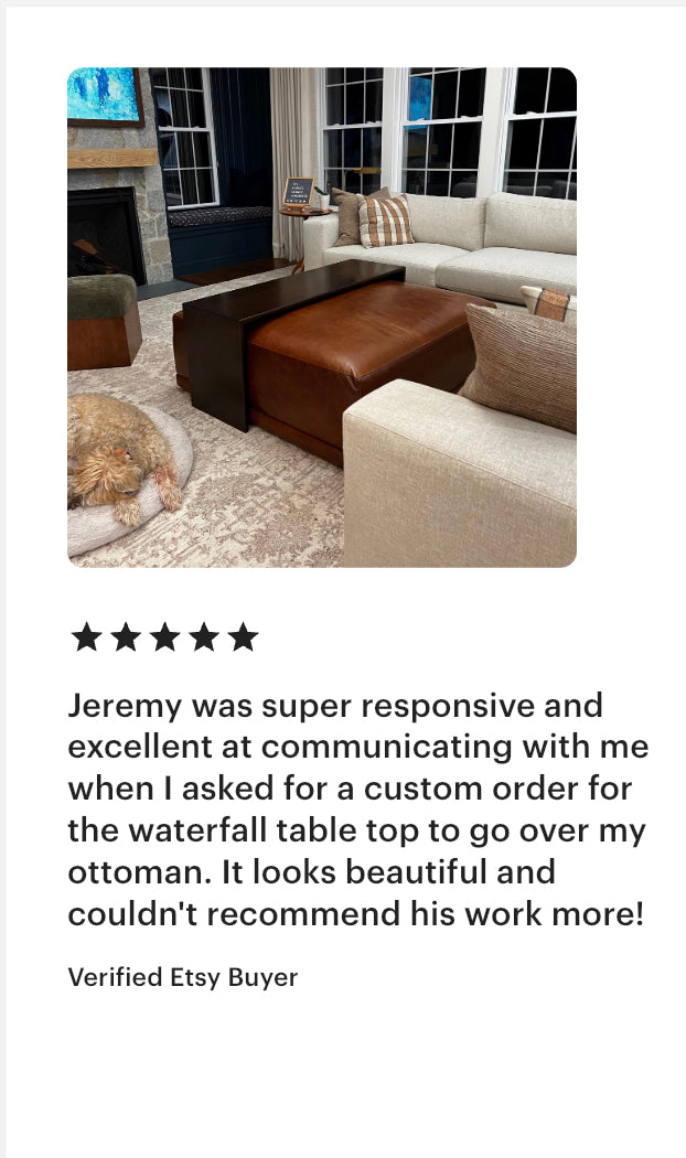 Ottoman Coffee Table Custom Fitted to Your Ottoman, Ottoman Table Cover, Oak Ottoman Overlay