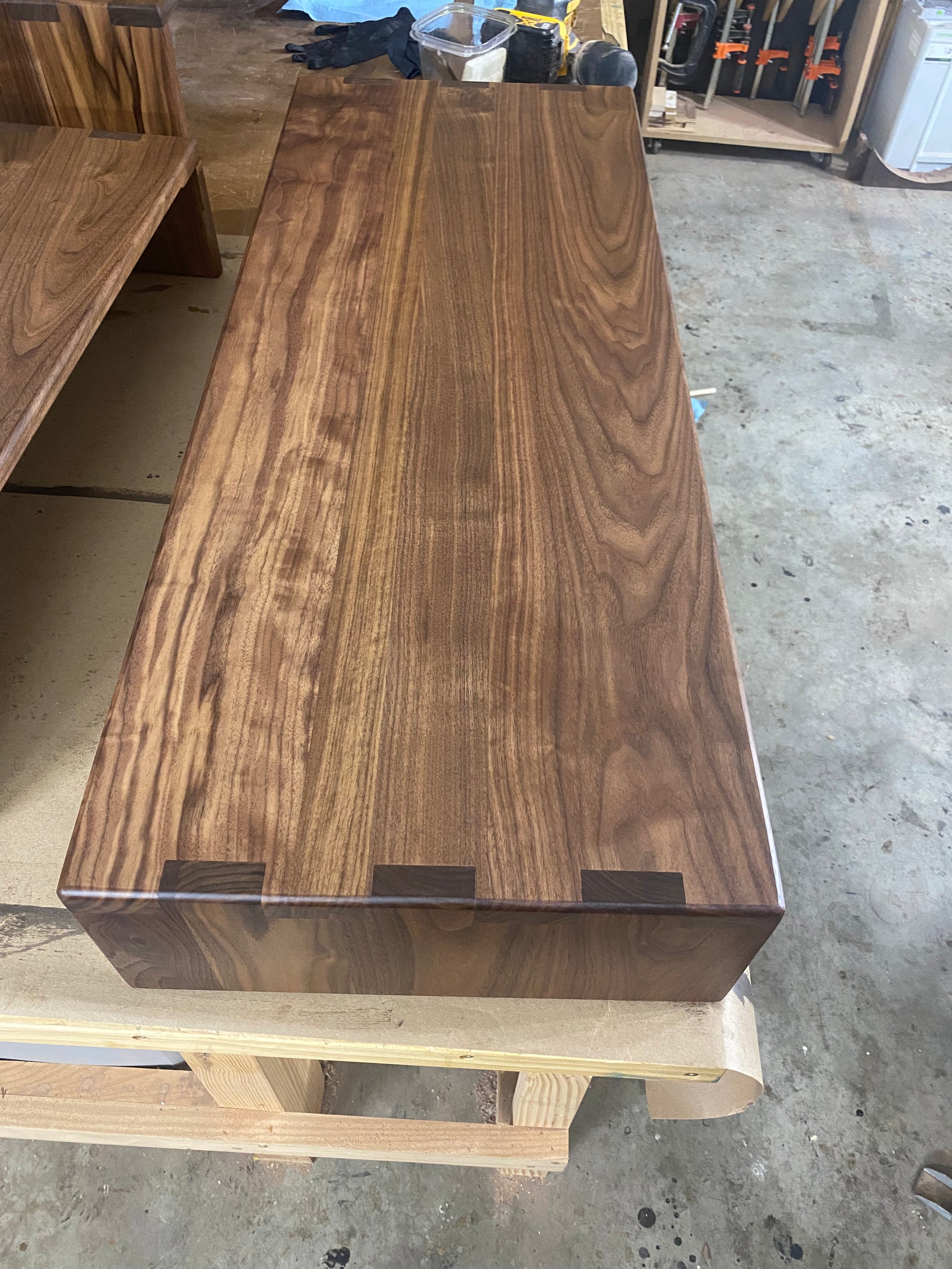 Wide Over Ottoman Cocktail Table, Wide Ottoman Tray in Walnut