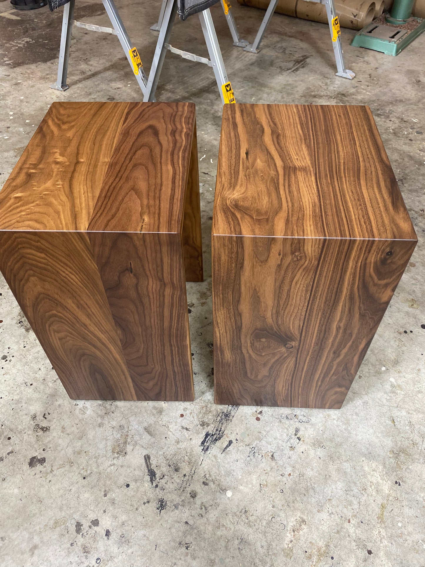 Walnut Sculpture Stand, Art Plinth or Pedestal Stand Handmade with Modern Waterfall Joinery
