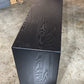 handmade black oak console table mitered waterfall sides made in columbus ohio, jet black table, black sofa table, black wood, real wood, made in usa 