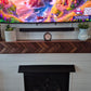 Modern Walnut Fireplace Mantel Shelf with Herringbone Pattern | Mid Century Modern Fireplace Mantle Shelf | Handmade Wood Mantel