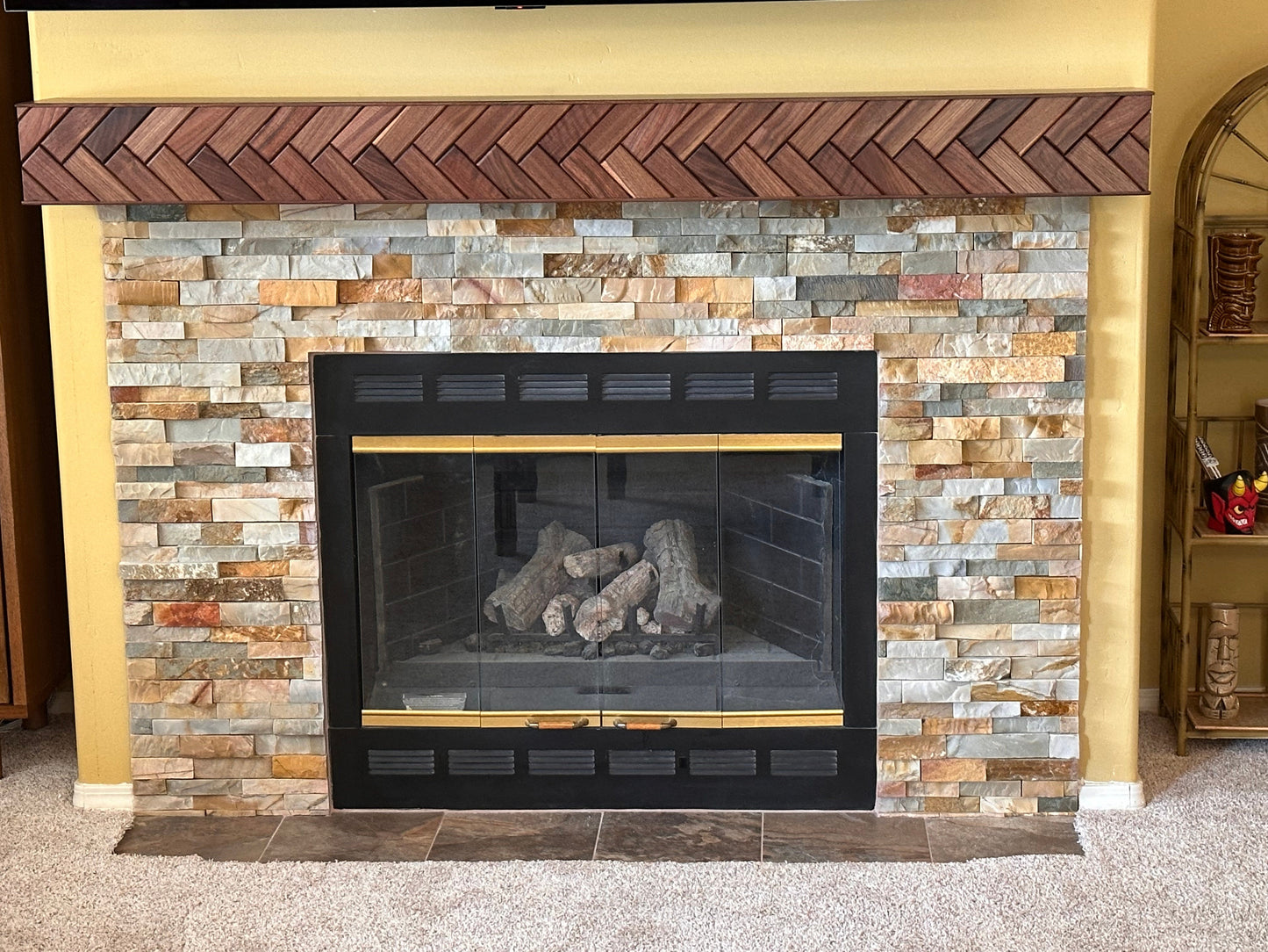 walnut fireplace mantel, fireplace surround, one of a kind mantle, handmade fireplace mantle 