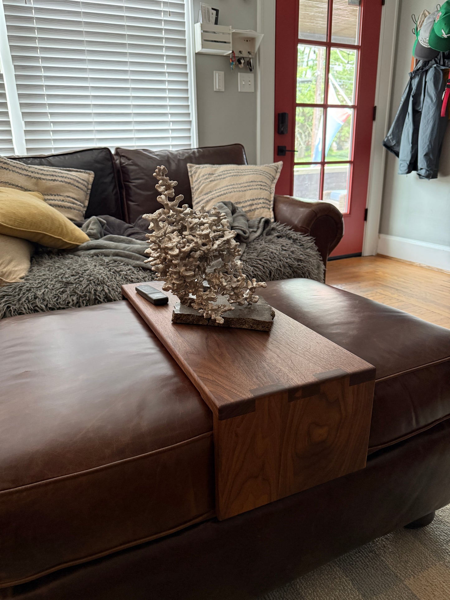 Over Ottoman Cocktail Table or Ottoman Tray in Walnut, Oversized Wood Ottoman Top