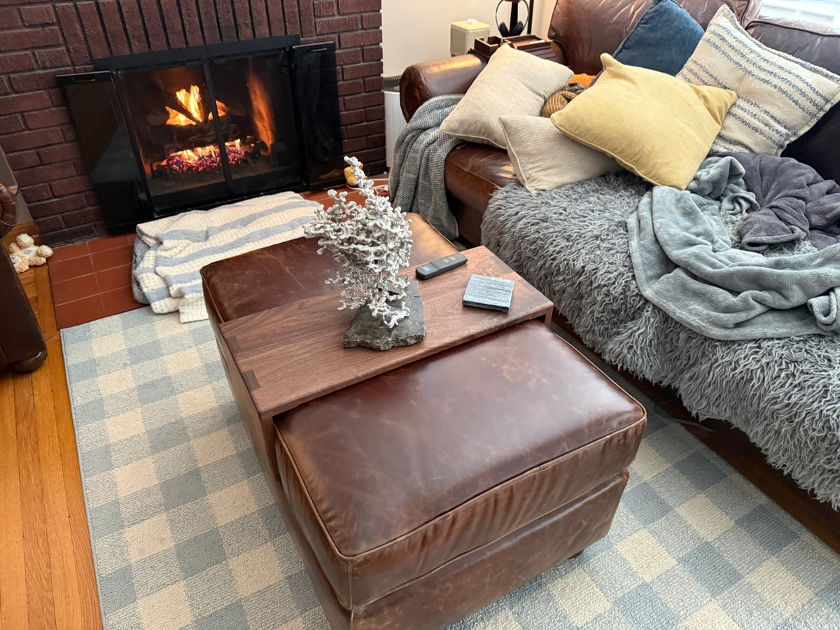 Genuine Walnut Ottoman Tray Made To Go Over Your Ottoman - 11 "Wide Over Ottoman Cocktail Table