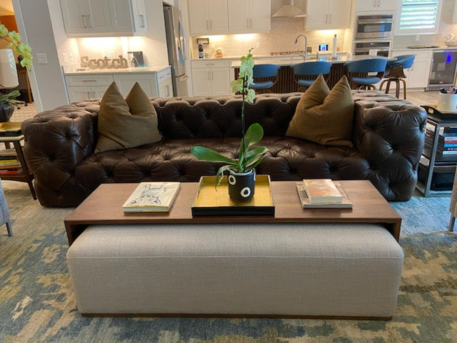 Large Walnut Ottoman Table - Custom Made To Go Over Your Ottoman - Solid Wood - 18" wide