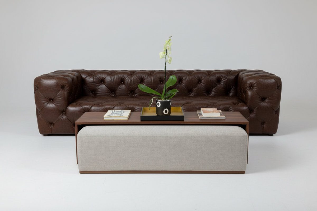 Large Walnut Ottoman Table - Custom Made To Go Over Your Ottoman - Solid Wood - 18" wide