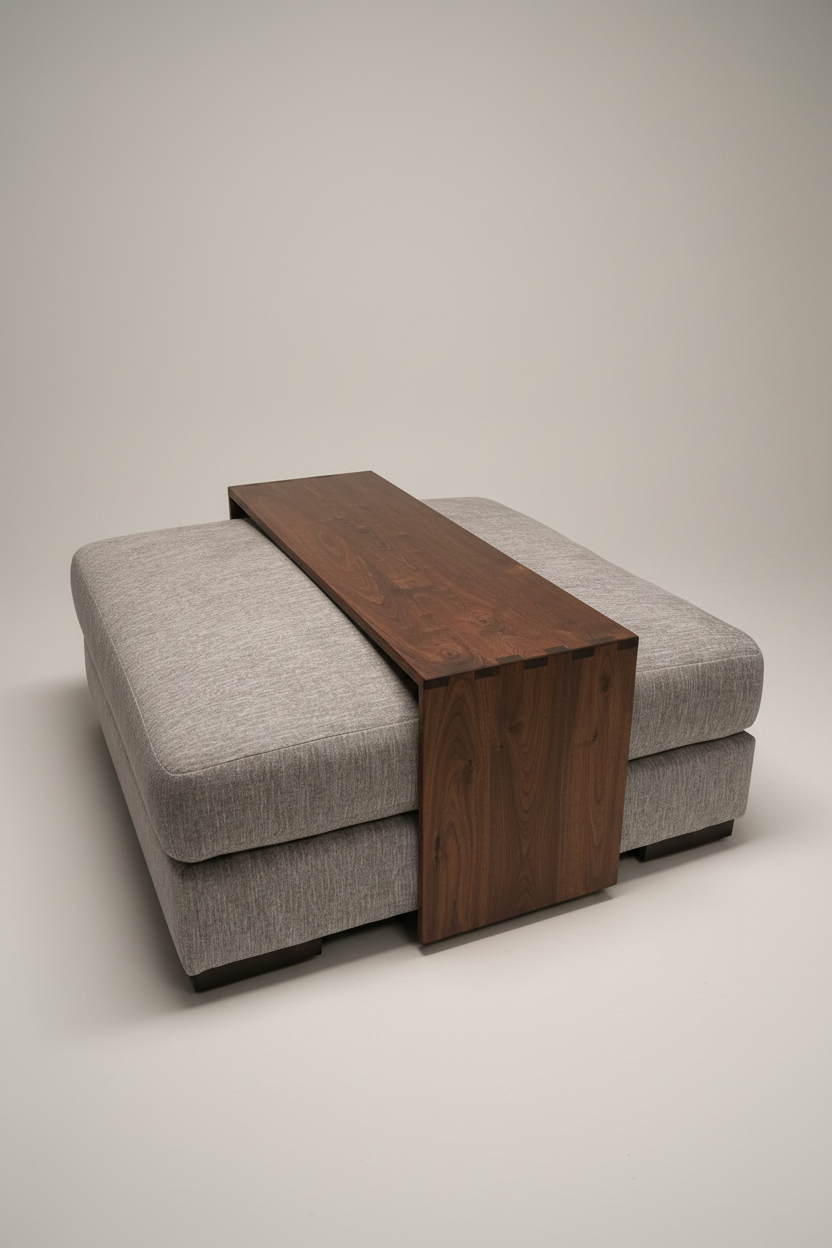 Ottoman Coffee Table Custom Fitted to Your Ottoman, Ottoman Table Cover, Walnut Ottoman Overlay