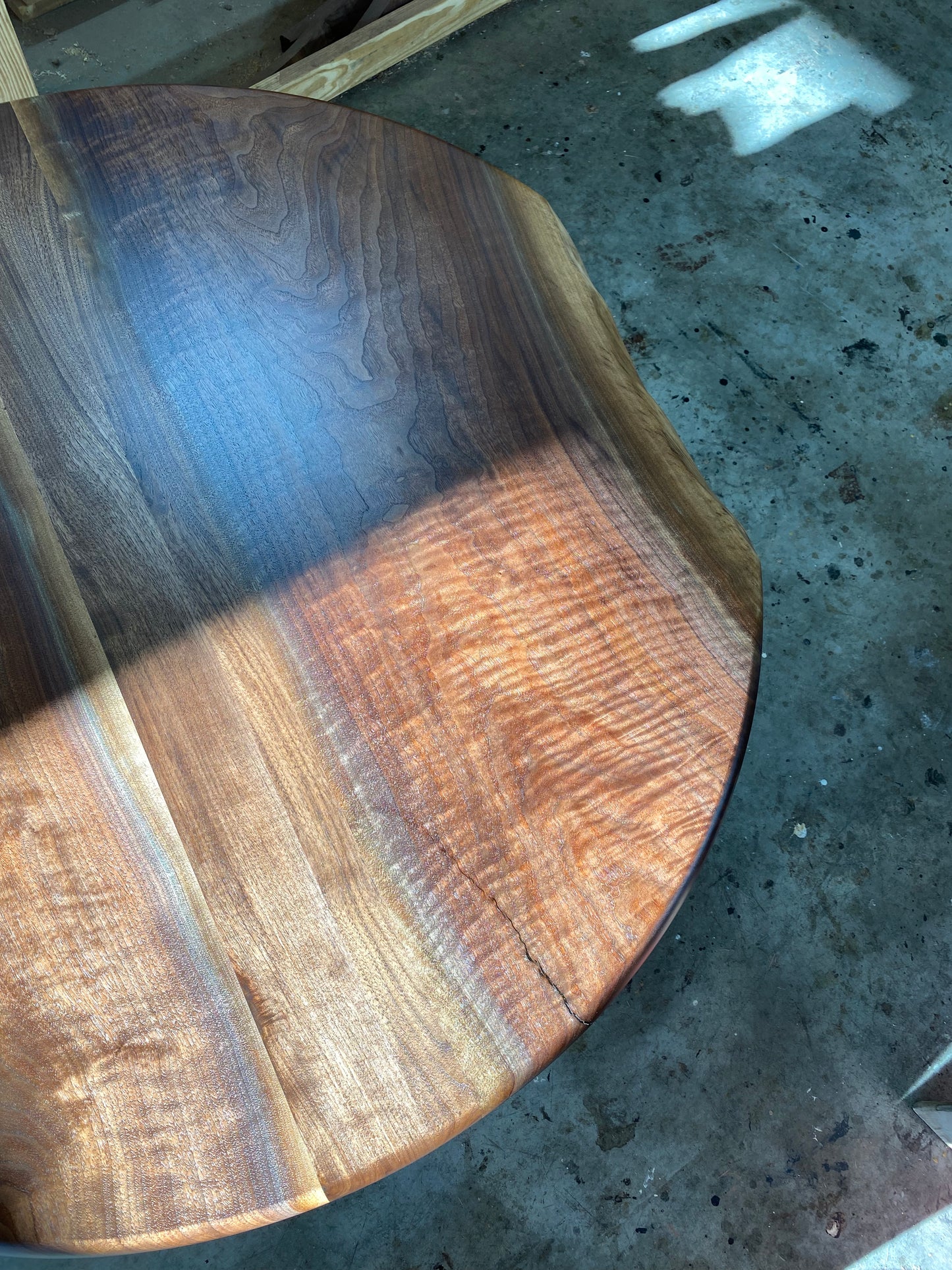 Live Edge Round Dining Table in Walnut