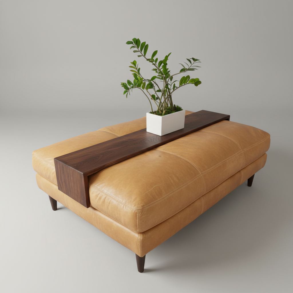 Long Over Ottoman Table, Large Ottoman Tray in Walnut, Oversized Wood Ottoman Top, Ottoman Cocktail Table