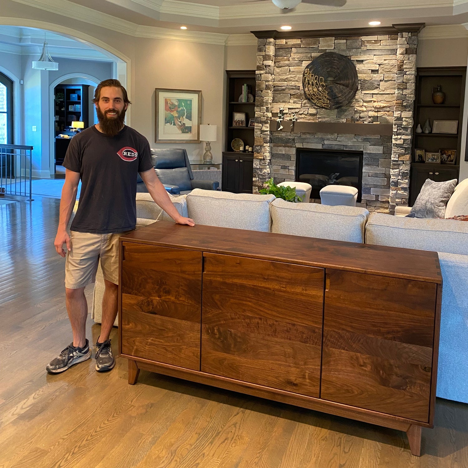walnut credenza, walnut sideboard, columbus furniture co, furniture maker, handmade custom furniture columbus ohio