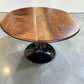 one of a kind round dining table with natural walnut slab slab made in columbus ohio, tulip base, gloss black tulip base, walnut live edge, walnut slab, walnut dining table, hardwood dining table, handmade dining table in ohio, made in use, made in america, local business, small business, luxury furniture, bespoke furniture