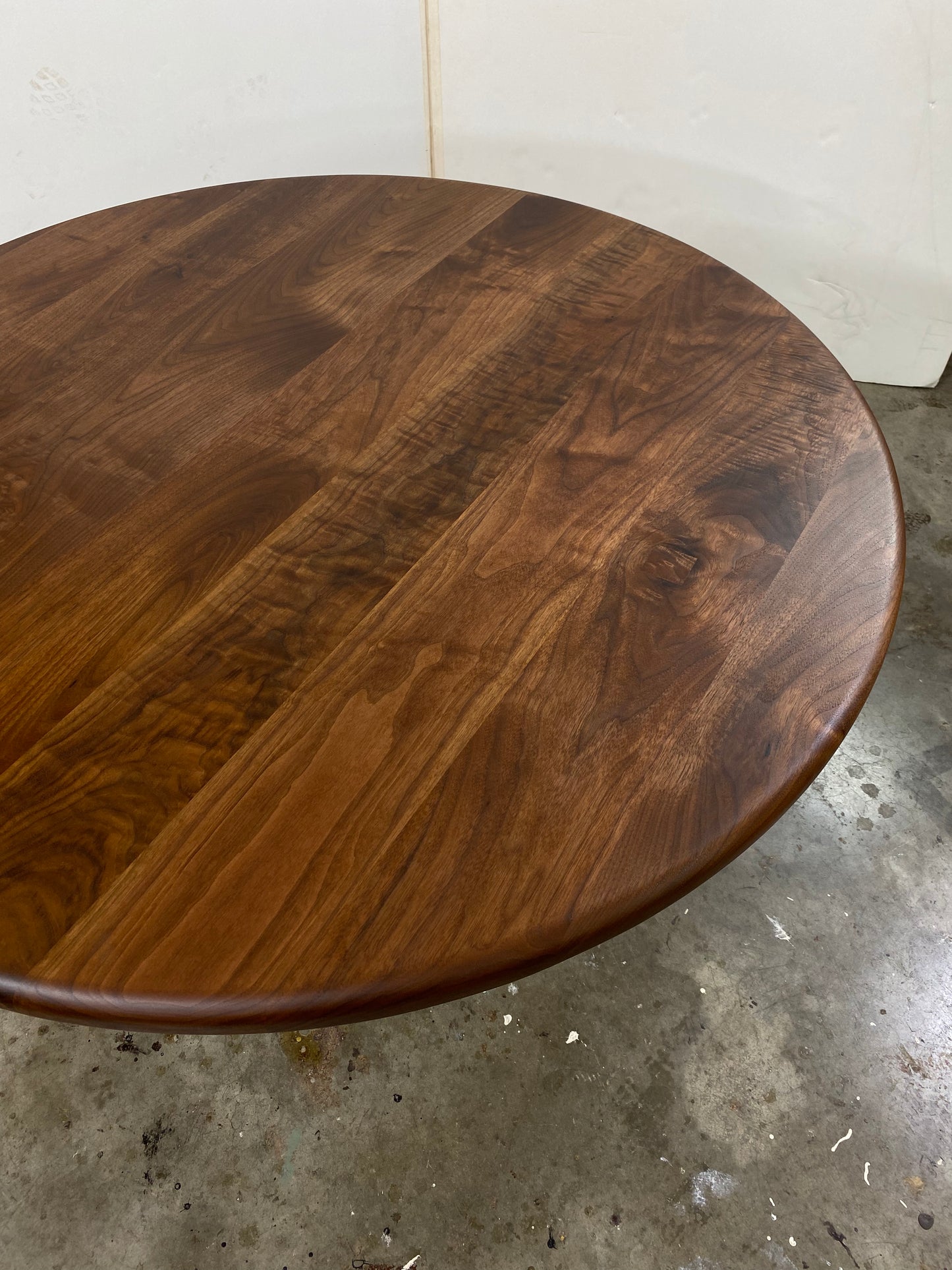 Round Walnut Dining Table With Tulip Pedestal Base - Handmade in USA
