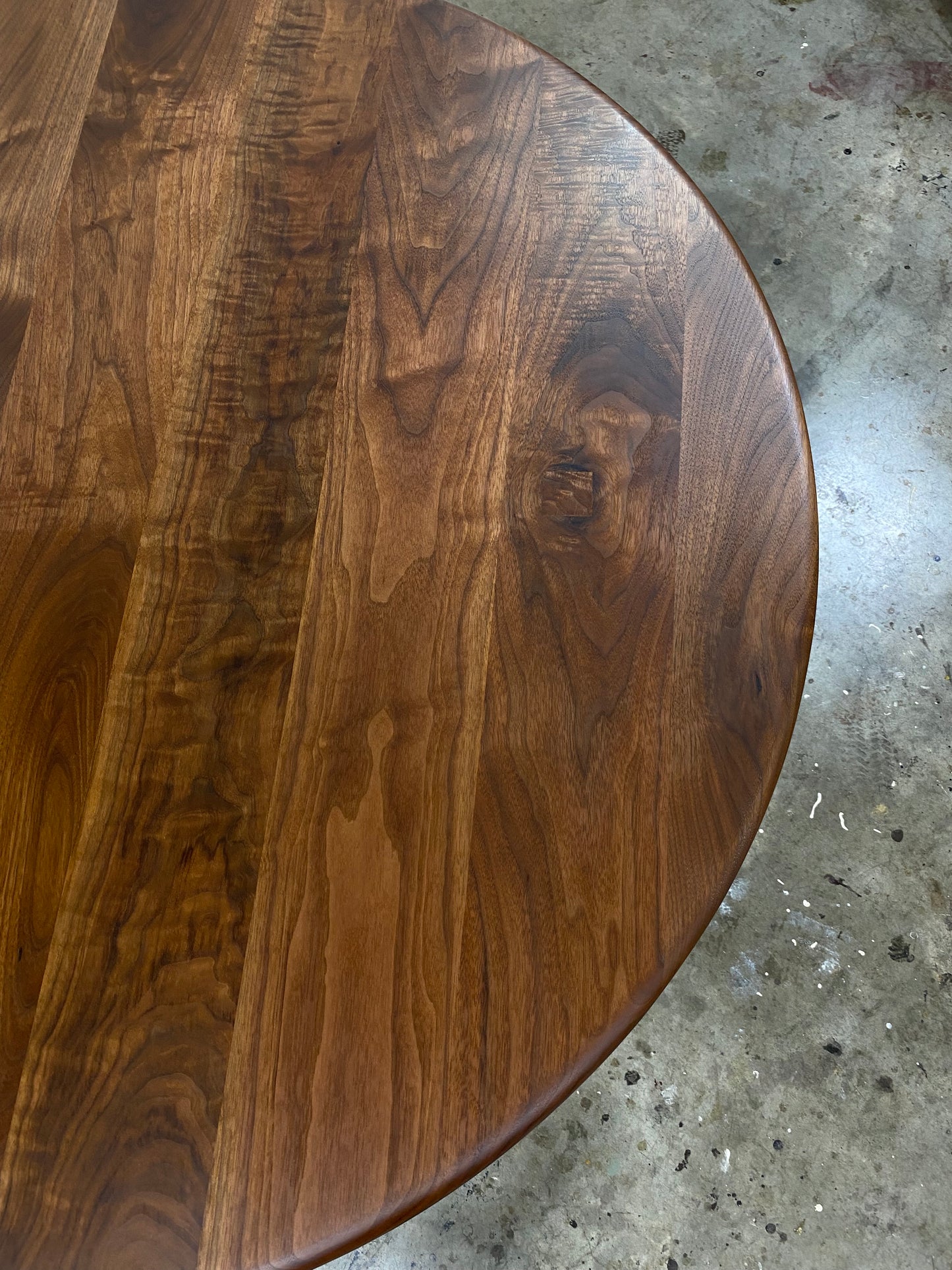 Round Walnut Dining Table With Tulip Pedestal Base - Handmade in USA