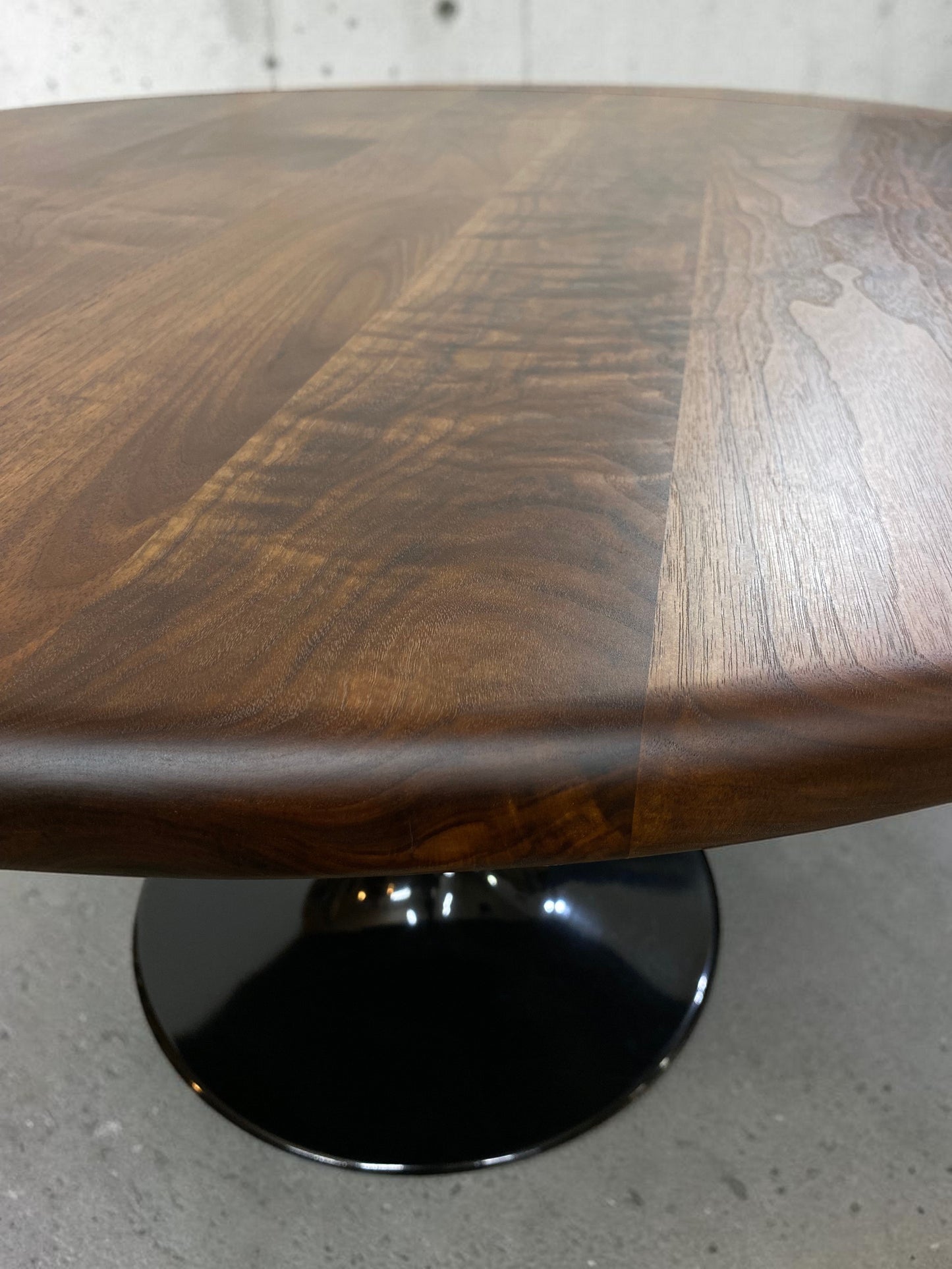 Round Walnut Dining Table With Tulip Pedestal Base - Handmade in USA