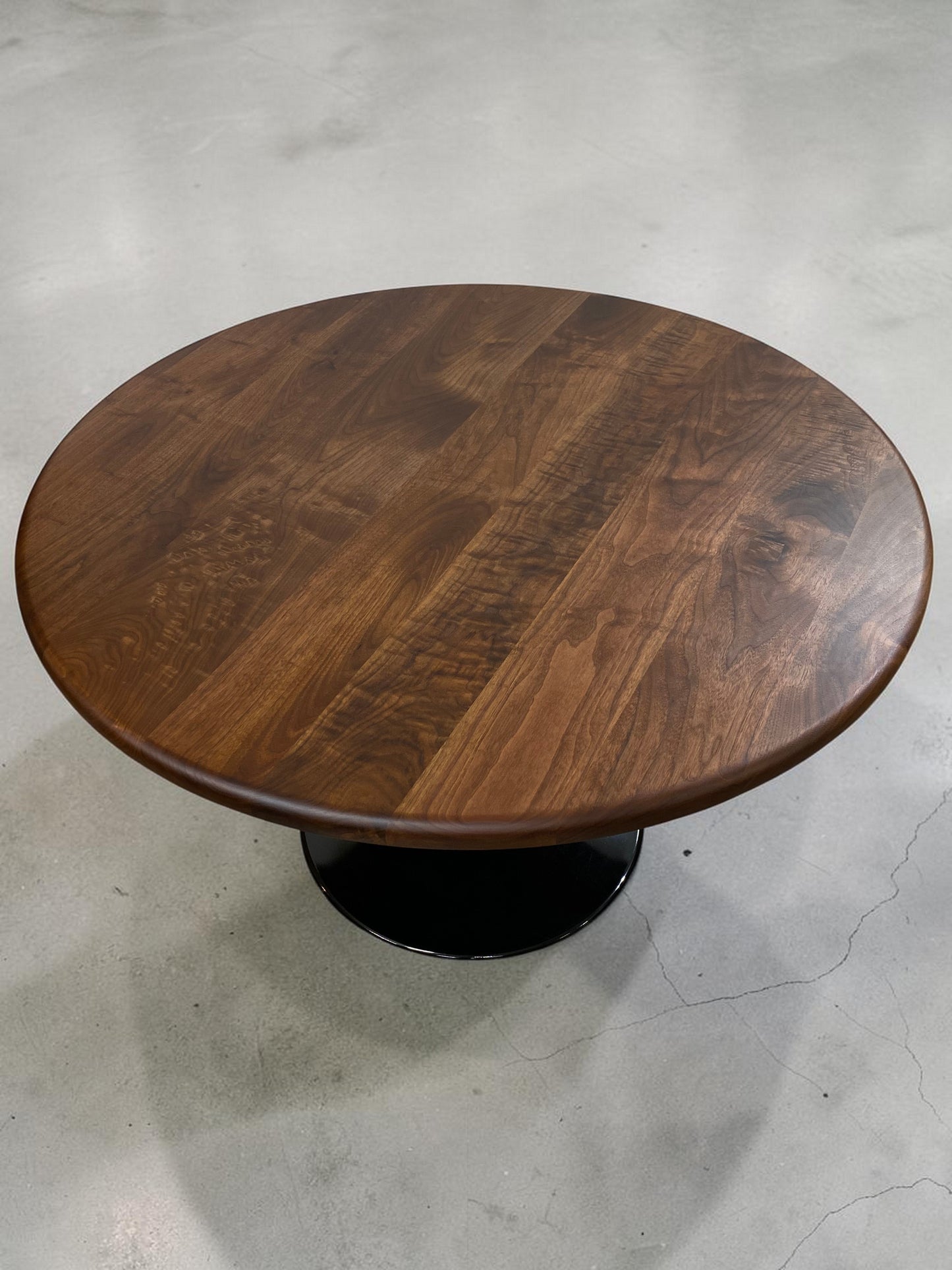 Round Walnut Dining Table With Tulip Pedestal Base - Handmade in USA