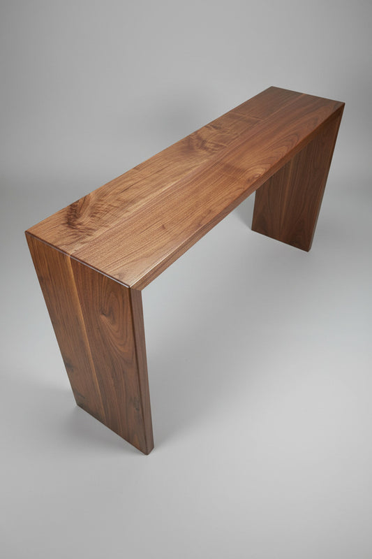 moden walnut living room or. entrway furniture, made in america, sourced and built in Columbus Ohio