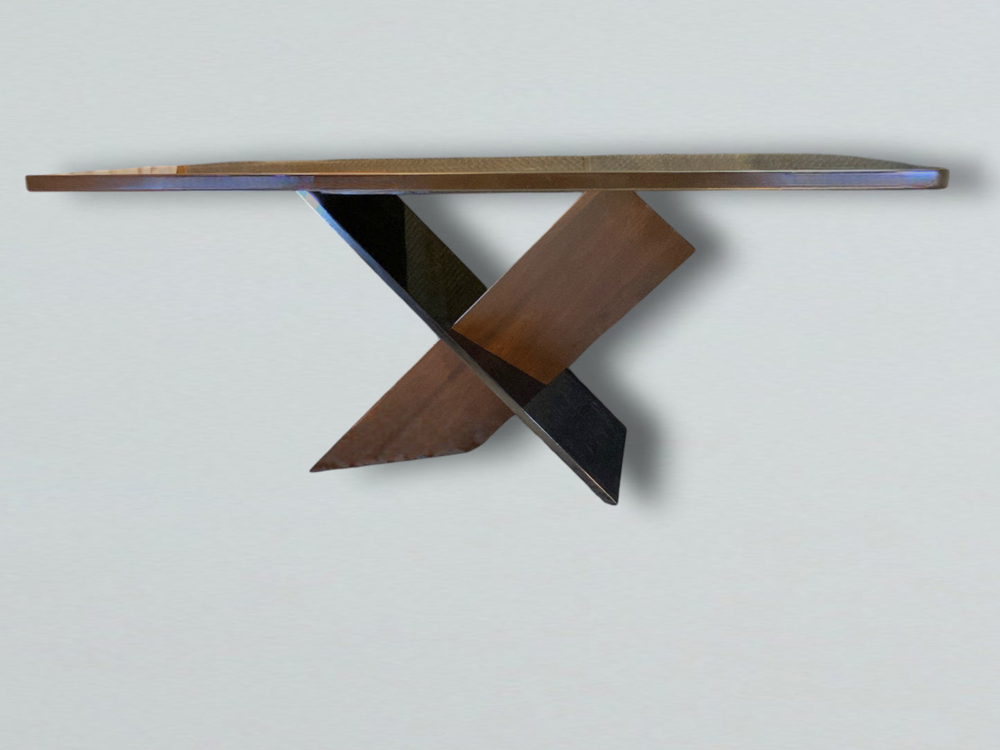 Contemporary Walnut Dining Table, Handmade in Walnut with Asymmetrical X Base