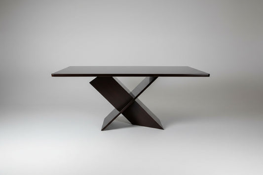 Contemporary Walnut Dining Table, Handmade in Walnut with Asymmetrical X Base