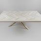 unique wood dining table with herringbone pattern handmade in columbus ohio