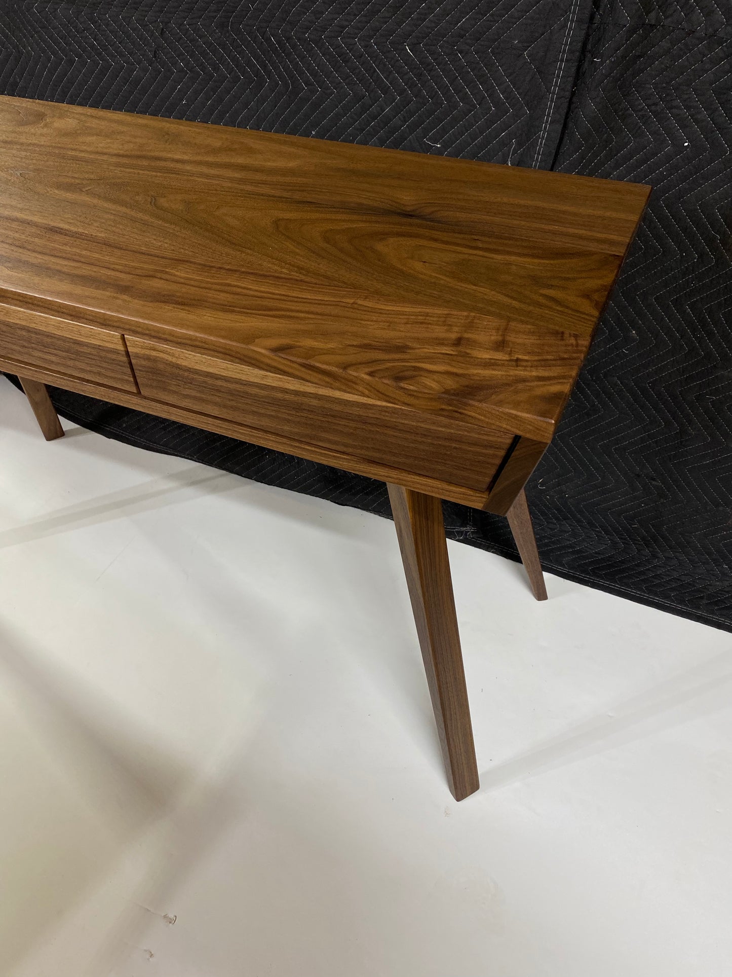 MCM Walnut Writing Desk With Push To Open Drawers
