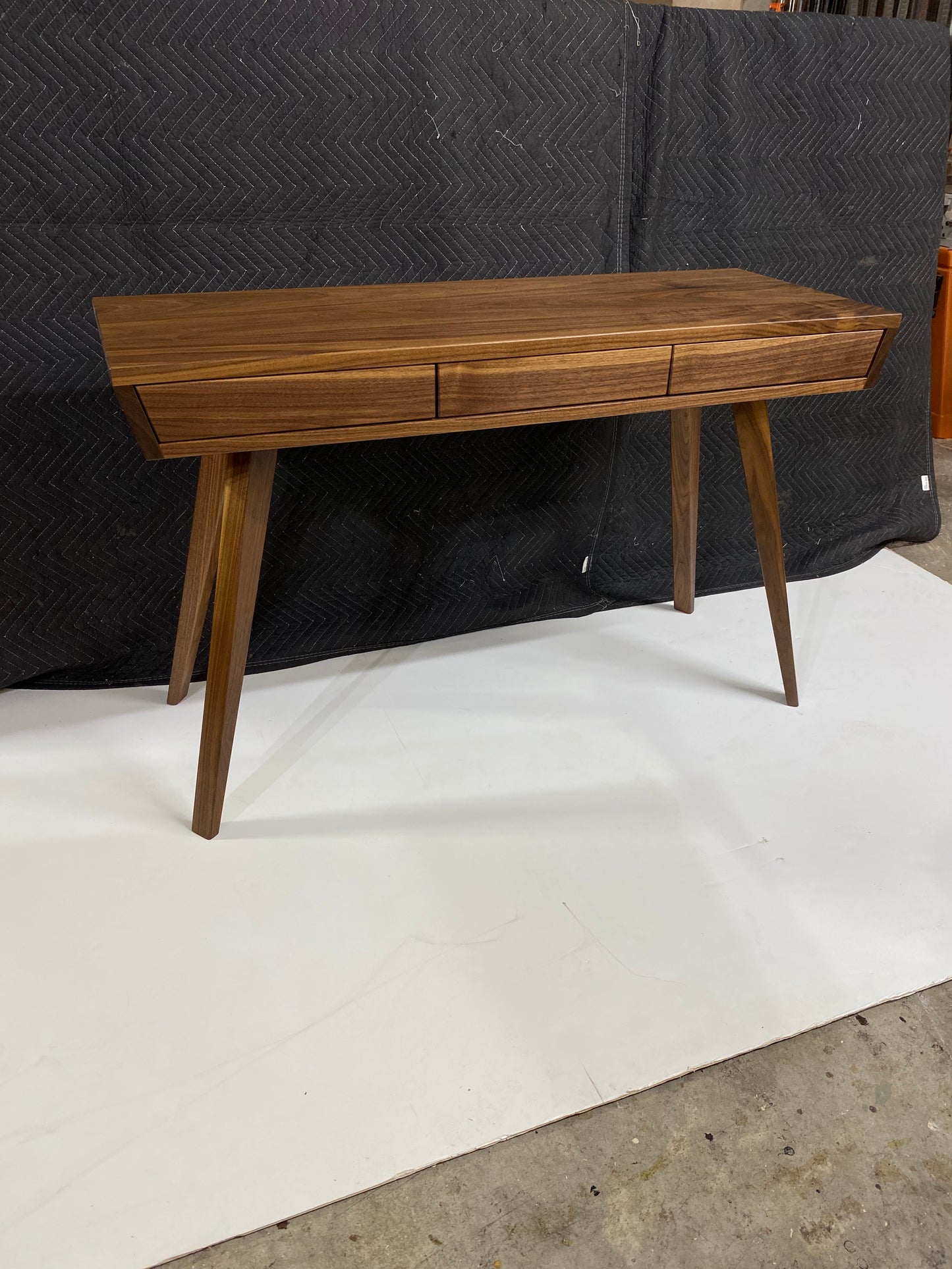 MCM Walnut Writing Desk With Push To Open Drawers