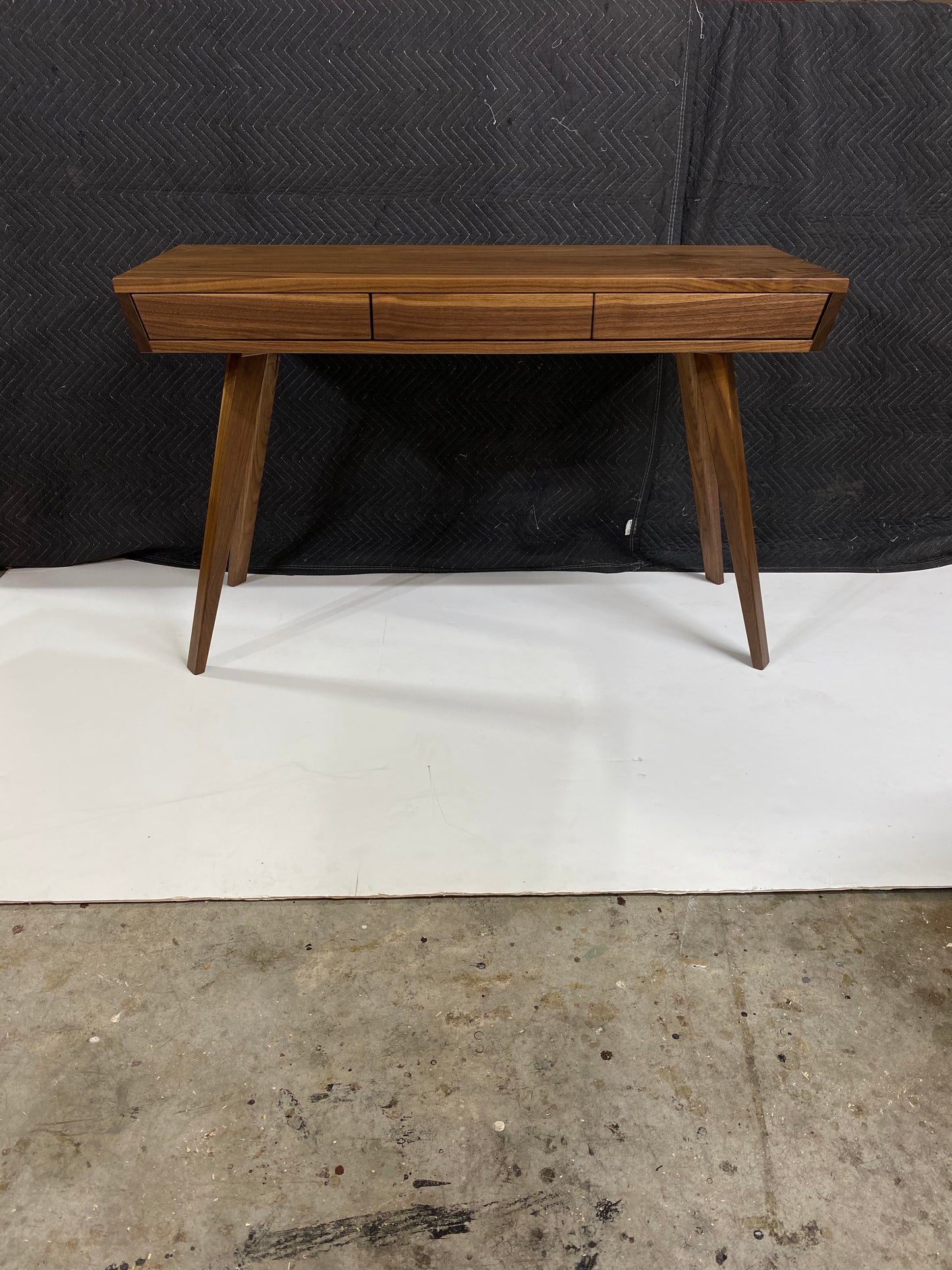 MCM Walnut Writing Desk With Push To Open Drawers