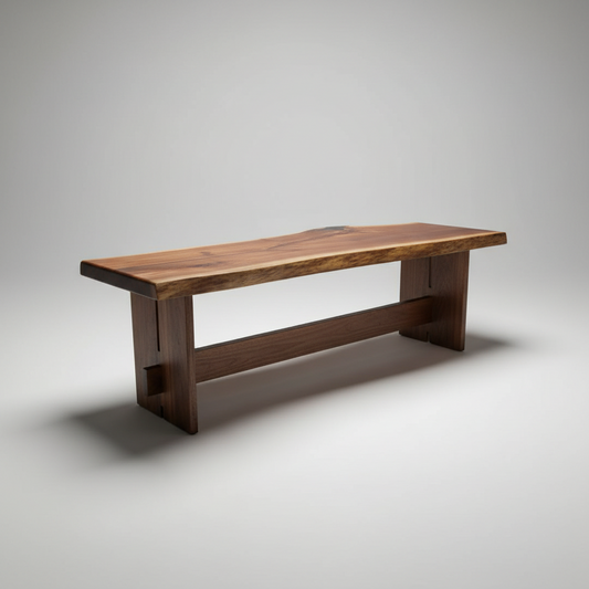 Modern Live Edge Walnut Trestle Bench