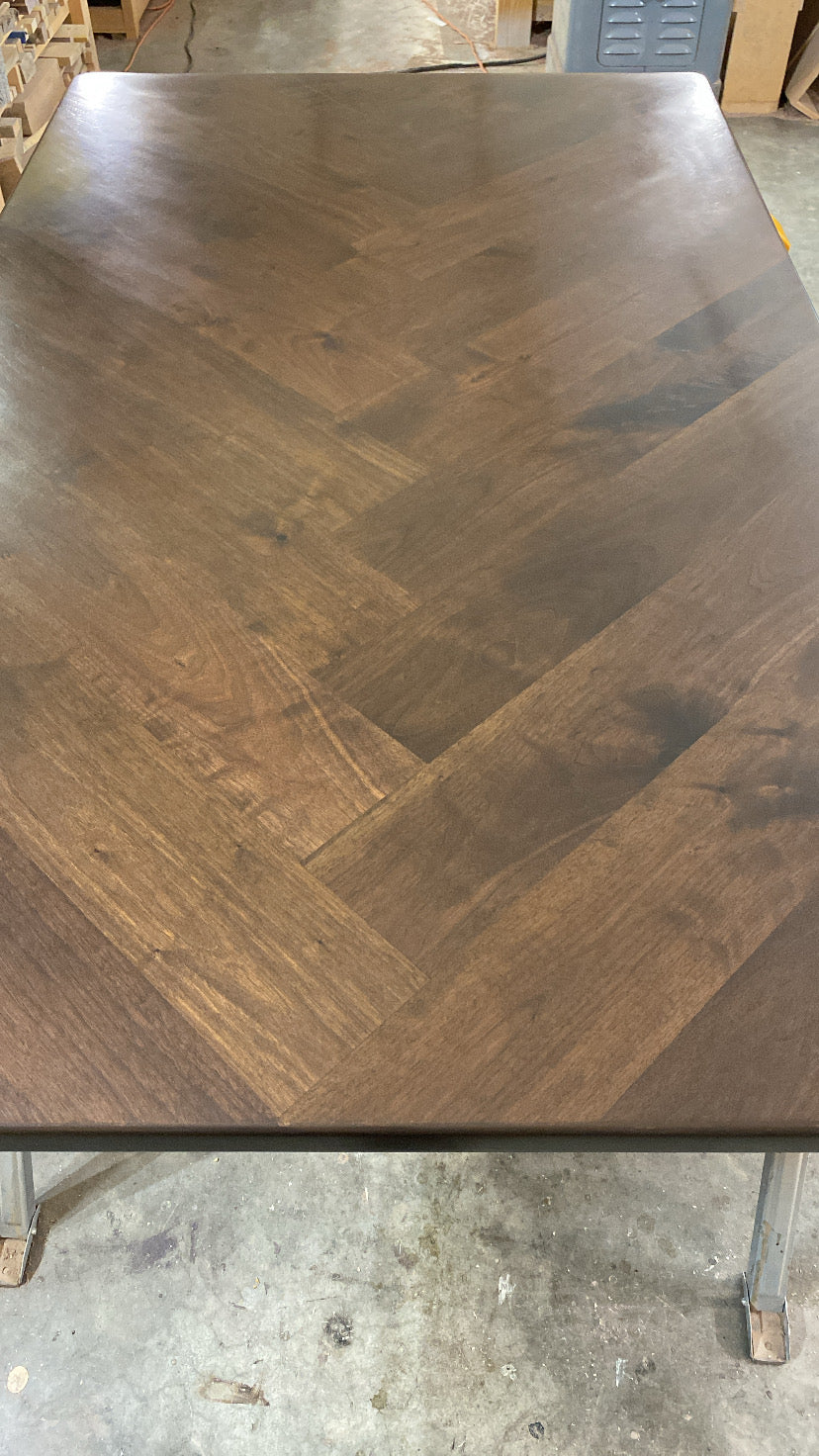 walnut herringbone dining table top
